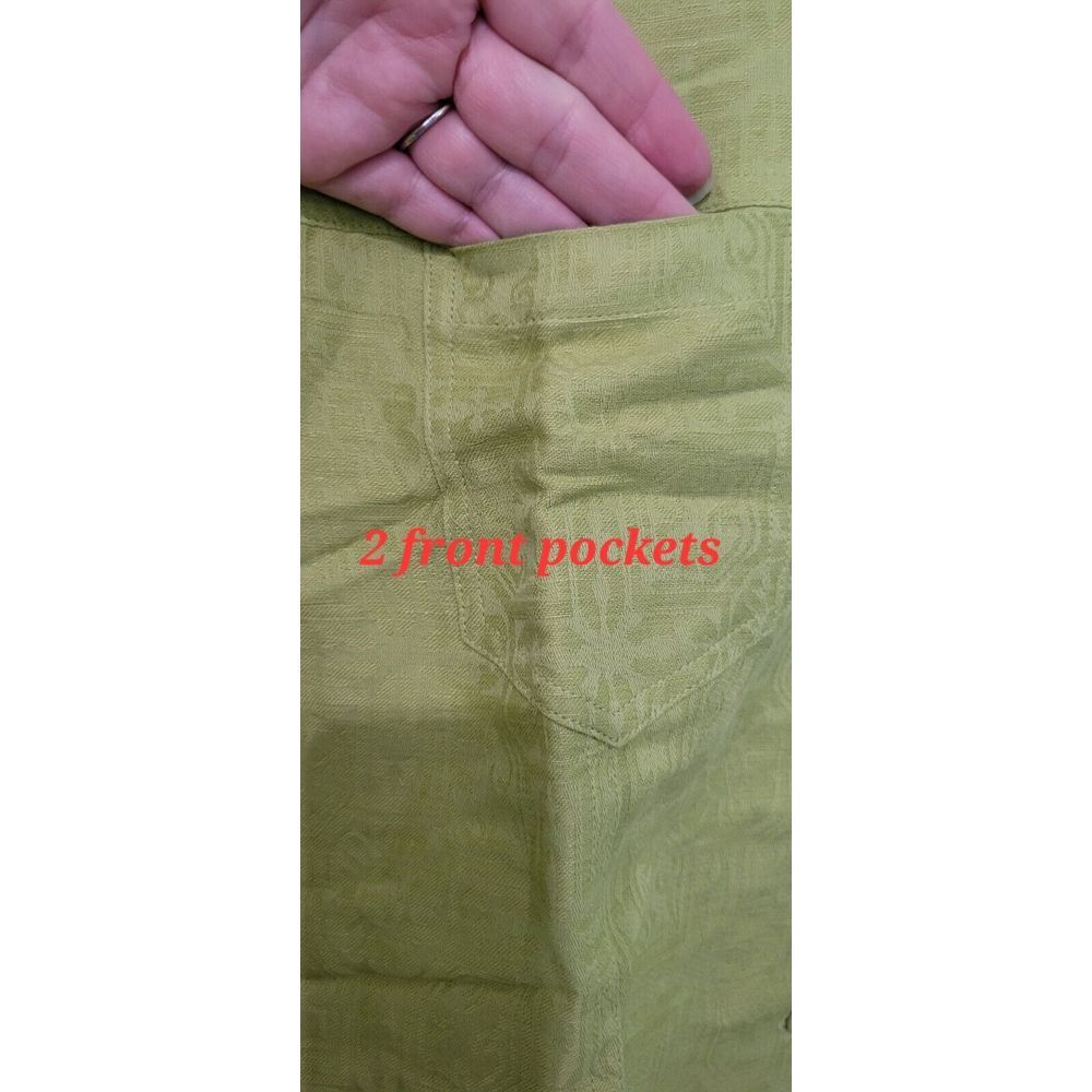 Dialogue Womens Linen Blend Lime Green Long Sleeve Patterned Jacket Dressy Large - Picture 7 of 9